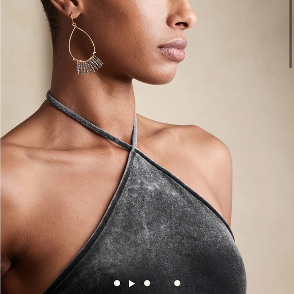 Banana Republic Grey Velvet Midi Dress - Picture 4 of 6